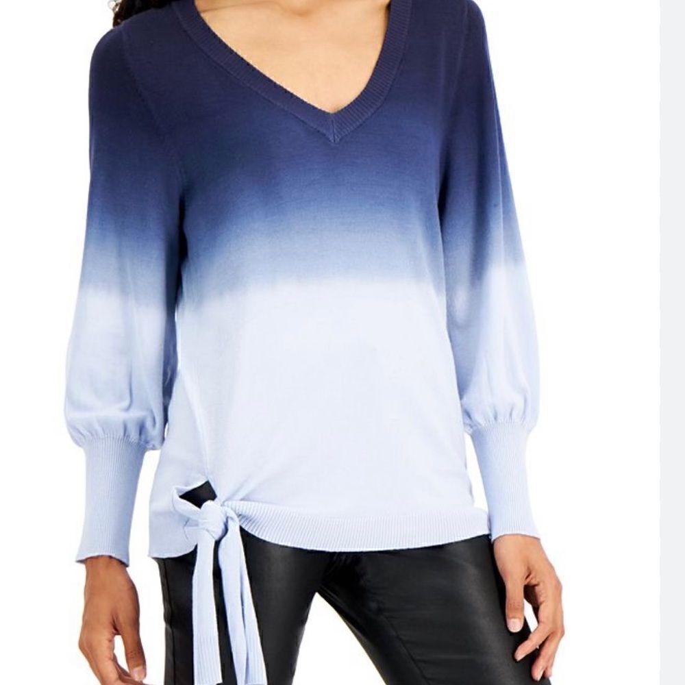 Willow Drive Dip Dye Tie Hem Too in Navy Blue